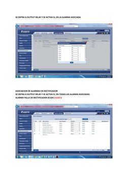 SE ENTRA A OUTPUT RELAY Y SE ACTIVA SI, EN LA ALARMA ASOCIADA 
 
 
 
 
 
ASOCIACION DE ALARMAS EN RECTIFICADOR 
SE ENTRA A OU