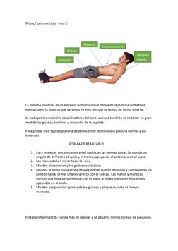 Plancha invertida nivel 2  
 
La plancha invertida es un ejercicio isométrico que deriva de la plancha isométrica 
normal, pe