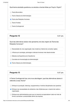 27/06/2020
Teste: AS Geral
https://cruzeirodosul.instructure.com/courses/5439/quizzes/26572/take
6/8
Teoria Burocrática
Teori