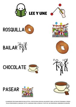 LEE Y UNE
ELABORADO POR DIANA BERICOCHEA (HTTPS://EDUCACION-ESPACIAL.BLOGSPOT.COM/) AUTOR PICTOGRAMAS: SERGIO
PALAO PROCEDENC