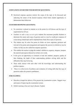 Restricted Response Essay Science Example Understanding Essay Type Tests | PDF