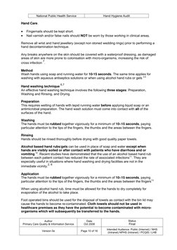 National Public Health Service 
Hand Hygiene Audit 
 
Hand Care.  
 
• 
Fi