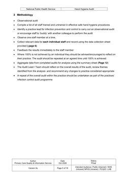 National Public Health Service 
Hand Hygiene Audit 
 
Author 
Primary Care Quality & Information Service 
Date 
Oct 2008 
Sta