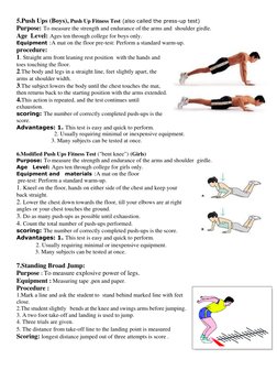 5.Push Ups (Boys), Push Up Fitness Test (also called the press-up test) 
Purpose: To measure the strength and endurance of th