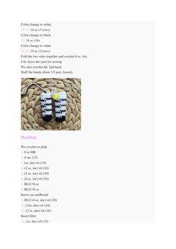 Color change to white 
19-21. 16 sc (3 rows) 
Color change to black 
22. 16 sc (16) 
Color change to white 
23-25. 16 sc (3 r