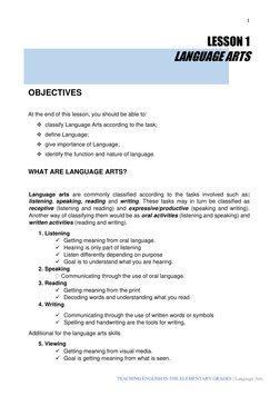 Teaching English Language Arts in Grades | PDF | Lesson Plan | Language ...