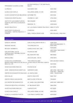 FERNANDEZ, CLAUDIA LILIANA
ALVEAR MARCELO T. DE 2438 Piso:02 
Dpto:A
-
CLIMEDICA
SAAVEDRA 1039
4943-0183
CLINICA SAN CAMILO
G