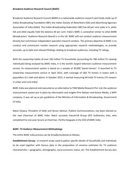 Broadcast Audience Research Council (BARC)
Broadcast Audience Research Council (BARC) is a nationwide audience research joint