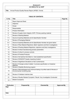 Annual Product Quality Review Format | PDF | Packaging And Labeling ...
