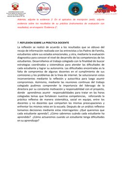 Además,  adjunte  la  evidencia  2:  En  el  aplicativo  de  inscripción  (web),  adjunte
evidencia  sobre  los  resultados