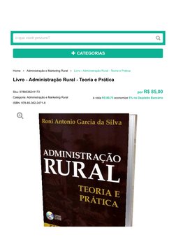 o que você procura?
!
+ CATEGORIAS
Home
"
Administração e Marketing Rural
"
Livro - Administração Rural - Teoria e Prática
Li
