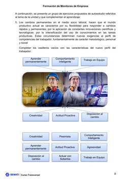 Curso Transversal
Formación de Monitores de Empresa
A continuación, se presenta un grupo de ejercicios propuestos de autoestu