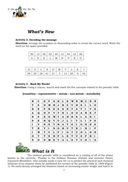 4. the gases: He, Ne, Xe 
 
 
 
 
                                     What’s New 
 
Activity 2. Decoding the message 
Direct