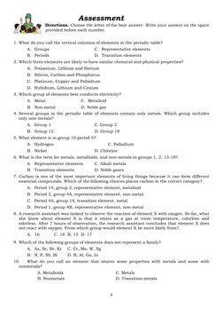 Assessment 
Directions. Choose the letter of the best answer. Write your answer on the space
provided bef