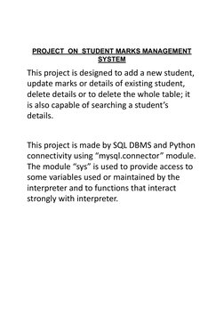 Student Marks Management System Project | PDF | Databases | Table ...