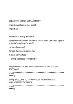Student Marks Management System Project | PDF | Databases | Table ...