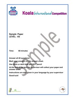 Time: 
60 minutes 
Answer all 40 questions 
Mark your answers on the answer sheet. 
Use black or dark blue pen NOT pencil 
At