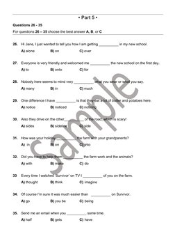 ▪ Part 5 ▪ 
Questions 26 - 35 
For questions 26 – 35 choose the best answer A, B, or C 
 
26. Hi Jane, I just wanted to t