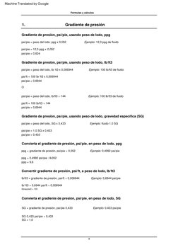 4
1.
Gradiente  de  presión
SG  =  gradiente  de  presión,  psi/pie  0,433
Ejemplo:  0,433  psi/pie
SG  =  1,0
psi/pie  =  pe