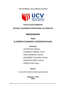 “Año del Diálogo y Reconciliación Nacional”
FACULTAD DE DERECHO
ESCUELA ACADEMICO PROFESIONAL DE DERECHO
MONOGRAFÍA
Título
EL