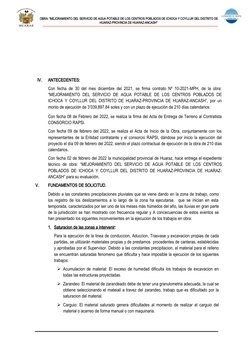  
  
OBRA: “MEJORAMIENTO DEL SERVICIO DE AGUA POTABLE DE LOS CENTROS POBLADOS DE ICHOCA Y COYLLUR DEL DISTRITO DE
HUARAZ-PROV