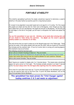 General Information
PORTABLE STABILITY
The following convention has been used.
Green cells are standard headings & labels etc