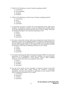 Statistics and Probability: Quarter 3 - Module 14: Identifying The ...