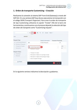 SAP Fiori – Administración de aplicaciones   
Configuración del sistema SAP 
3 
 
1. Orden de transporte Customizing – Creac