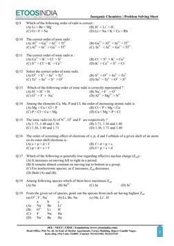 Inorganic Chemistry | Problem Solving Sheet 
  
JEE | NEET | CBSE | Foundation (www.etoosindia.com) 
Head Office: Plot No.