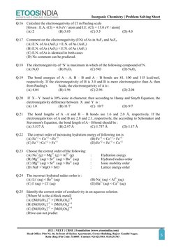 Inorganic Chemistry | Problem Solving Sheet 
  
JEE | NEET | CBSE | Foundation (www.etoosindia.com) 
Head Office: Plot No.