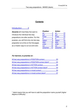 © easyDaF.de
Two-way prepositions - MIXED (blank)
2
UContents
HUIntroduction............3U
Docents will