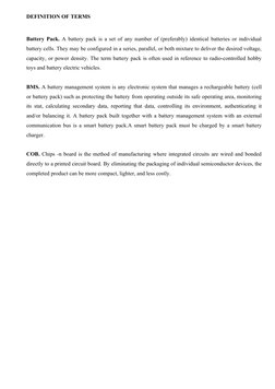 DEFINITION OF TERMS
Battery Pack. A battery pack is a set of any number of (preferably) identical batteries or individual
bat