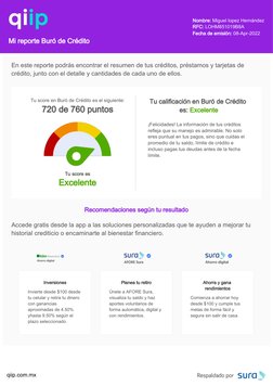 Nombre: Miguel lopez Hernández
RFC: LOHM851019B8A
Fecha de emisión: 08-Apr-2022
Mi reporte Buró de Crédito
qiip.com.mx
Tu cal