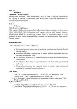 Unit IV: 
 (9 Hours)                                          
Sequential Circuits Elements