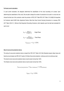 3 
 
Full load current calculation 
In Load current calculation, the designers determined the classification of the circuit a