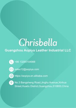 Guangzhou Aopiya Leather Industrial LLC
+86 13265104988
sales12@aopiya.com
https://aopiya.en.alibaba.com
No.3 Bangsheng Road,
