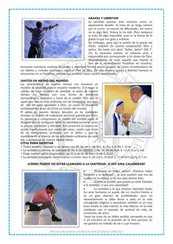 OFICINA DIOCESANA DE EDUCACIÓN CATÓLICA  ODEC-ICA 
GRACIA Y LIBERTAD  
La santidad aparece ante nosotros como un 
apasionan