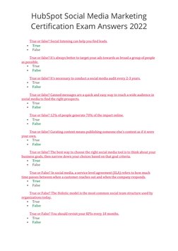 HubSpot Social Media Exam Answers 2022 | PDF | Popular Culture &amp; Media Studies | Social Media
