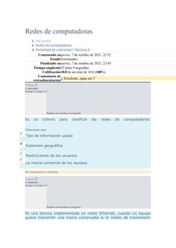 Redes de computadoras
1. Mis cursos
2. Redes de computadoras
3. Modalidad de exámenes | Semana 5
Comenzado enjueves, 7 de oct