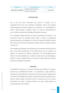 Asignatura 
Datos del alumno 
Fecha 
Seguridad en el Software 
Apellidos: Marcillo Matute 
12-05-2022 
Nombre: William Alex