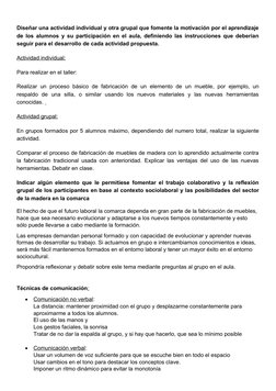 Diseñar una actividad individual y otra grupal que fomente la motivación por el aprendizaje
de los alumnos y su participación