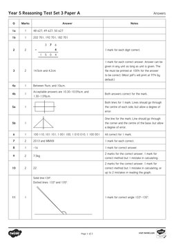 Year 5 Reasoning Test Set 3 Answers | PDF