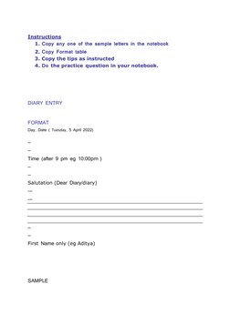 Diary Entry Writing Guide | PDF | Grammatical Tense | Diary