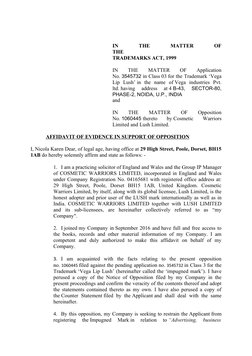  
 
IN
 
THE
 
MATTER
 
OF
THE                                                  
TRADEMARKS ACT, 1999 
 
IN
 
THE
 
MATTER