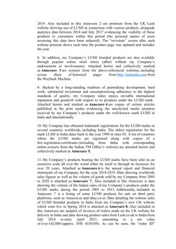 2019. Also included in this Annexure 2 are printouts from the UK Lush
website showing use of LUSH in connection with various