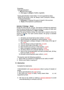 Generalization in English 7 Lesson Plan | PDF | Lesson Plan | Learning