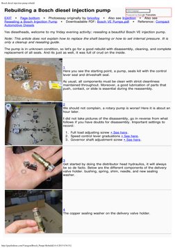Bosch VE Injection Pump Rebuild Guide | PDF | Diesel Engine | Pump