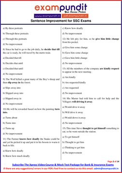 Sentence Improvement for SSC Exams | PDF | Verb | Plural
