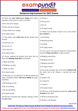 Sentence Improvement for SSC Exams | PDF | Verb | Plural