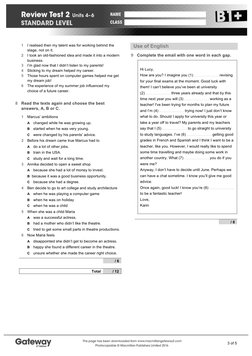 B1+ Unit 2 Review Test Guide | PDF | Test (Assessment)